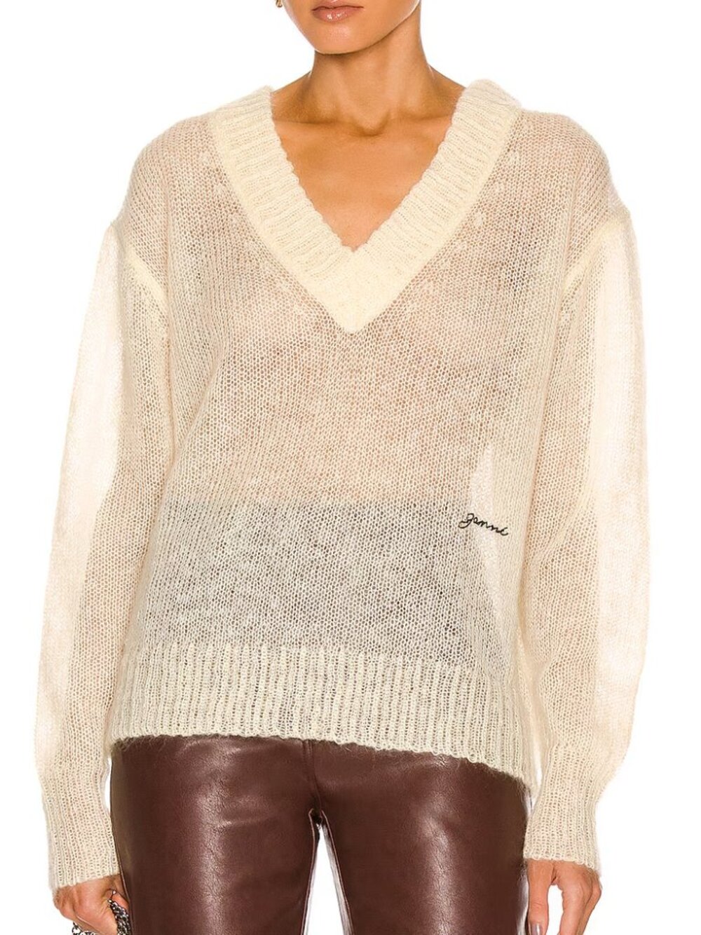 Ganni Open Knit Mohair Sweater Rutabaga Oversized XXS/XS
